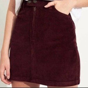 Hollister Ultra High-Rise Corduroy  Mini Skirt, Burgandy